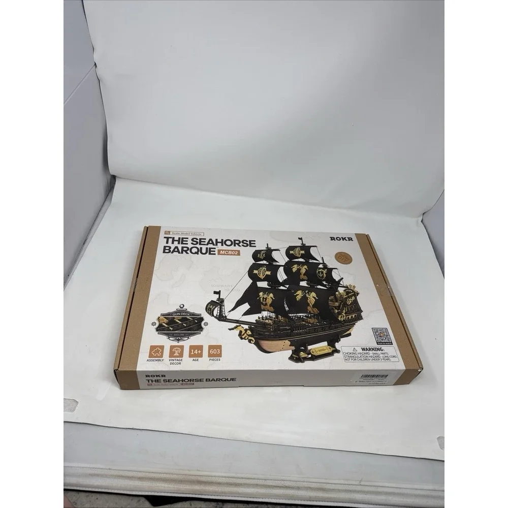 ROKR The Seahorse Barque 3D Wooden Puzzle DIY Ship Model Toys Kits Xmas Gifts B2